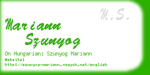 mariann szunyog business card